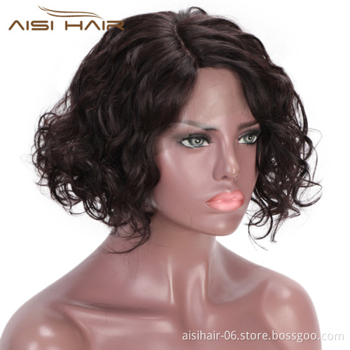 Aisi Hair Brazilian Human Hair Lace Front Short Bob Wigs Afro Kinky Curly Frontal Big Wave Wigs for Black Women